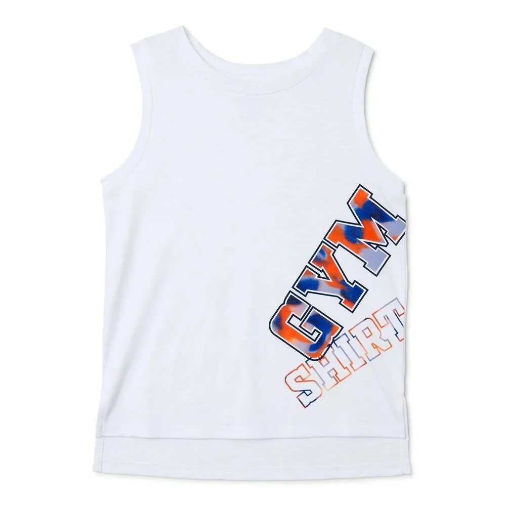 Athletic Works Girls Graphic Workout Tank Top‎ in Vivid White - Size XL (14/16)